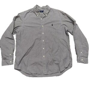 Ralph Lauren Gray Check Long Sleeve Shirt Classic Button Down Men's Size XL